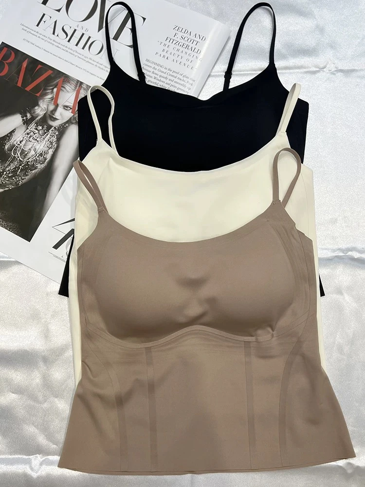2024新款女士果冻无痕软支撑聚拢吊带气质裸感二合一冰丝吊带美背