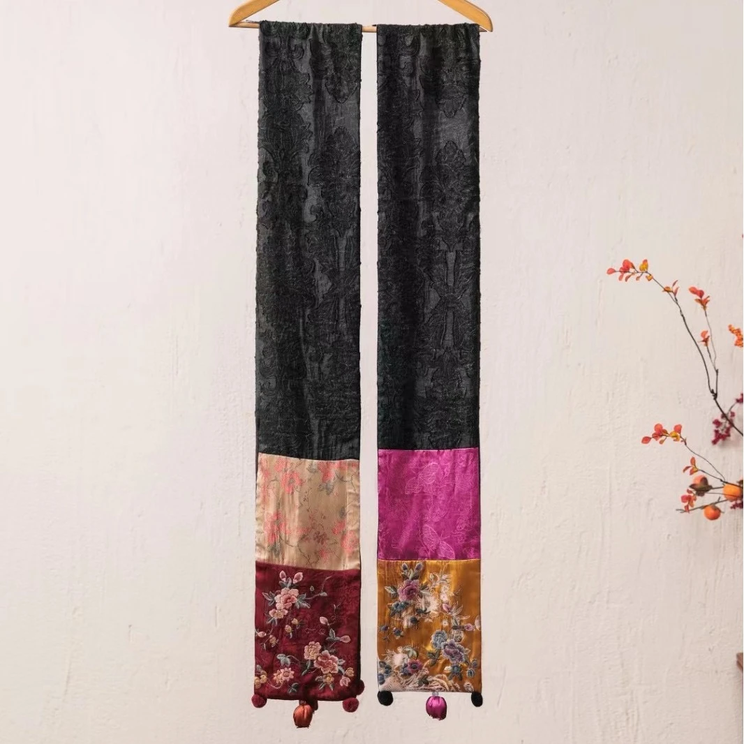 2024民族风绣花披肩盘扣国风气质款面花围巾高级新款长款围巾