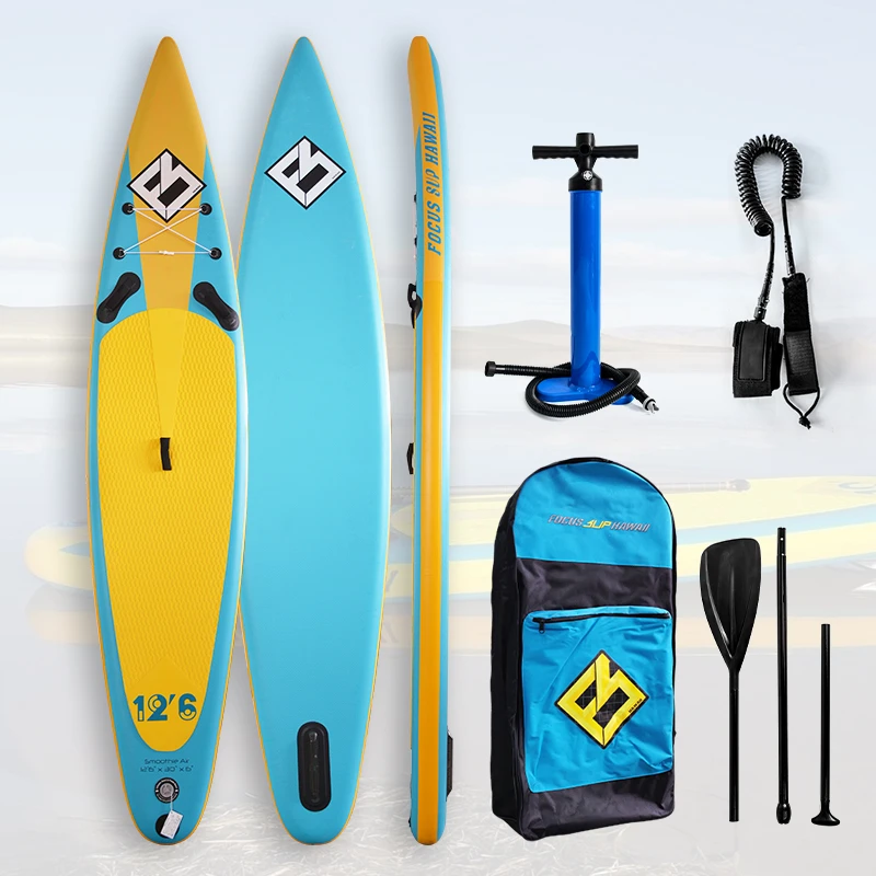 出口大牌FOCUS充气桨板sup滑水板划水板冲浪竞速桨板12尺6比赛板