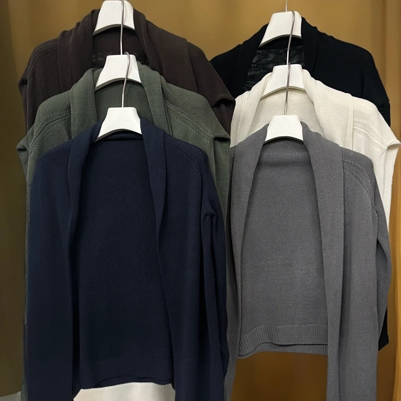 INHEREDESIGN秋冬时尚女士披肩宽松针织修身简约纯色长款网红潮流