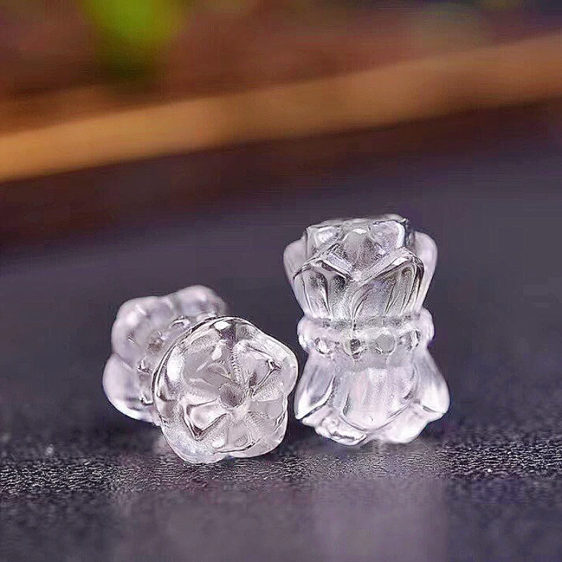 天然白水晶并蒂莲吊坠净体通透高端大气上档次时尚气质女小清新