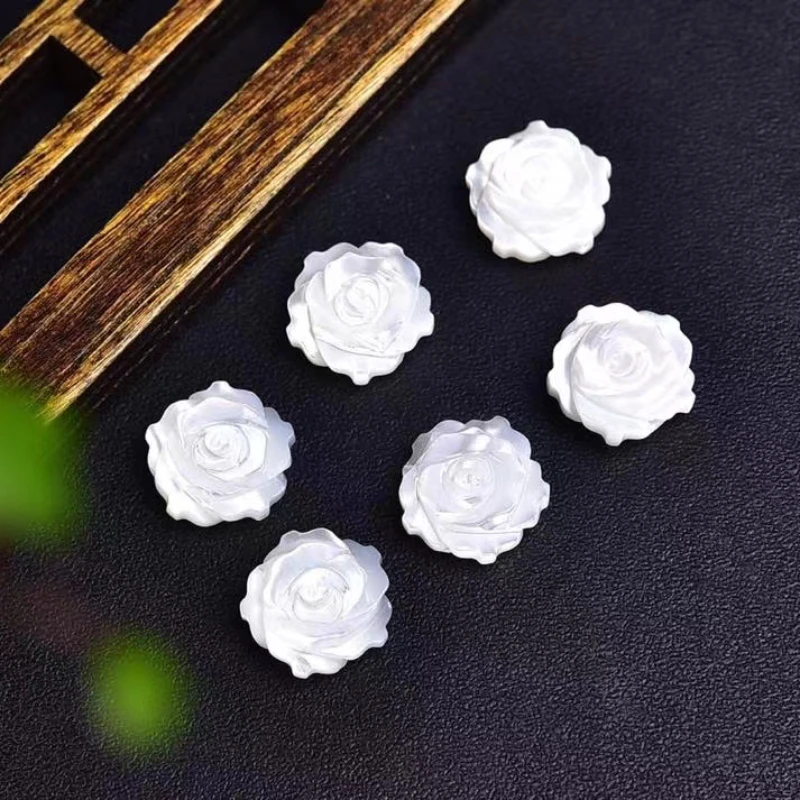 清新复古贝母玫瑰花吊坠精致锁骨链项链 手链diy饰品