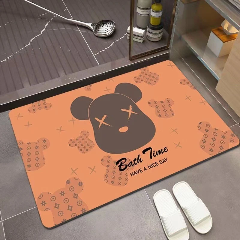 地垫水晶绒暴力熊新款卫生间速干吸水浴室防滑脚垫家用入户地垫