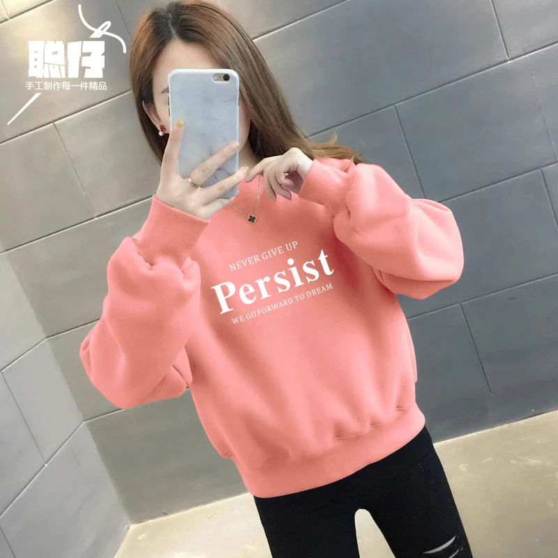 高街oversize卫衣女装爆款圆领印花套头卫衣秋冬宽松显瘦百搭休闲