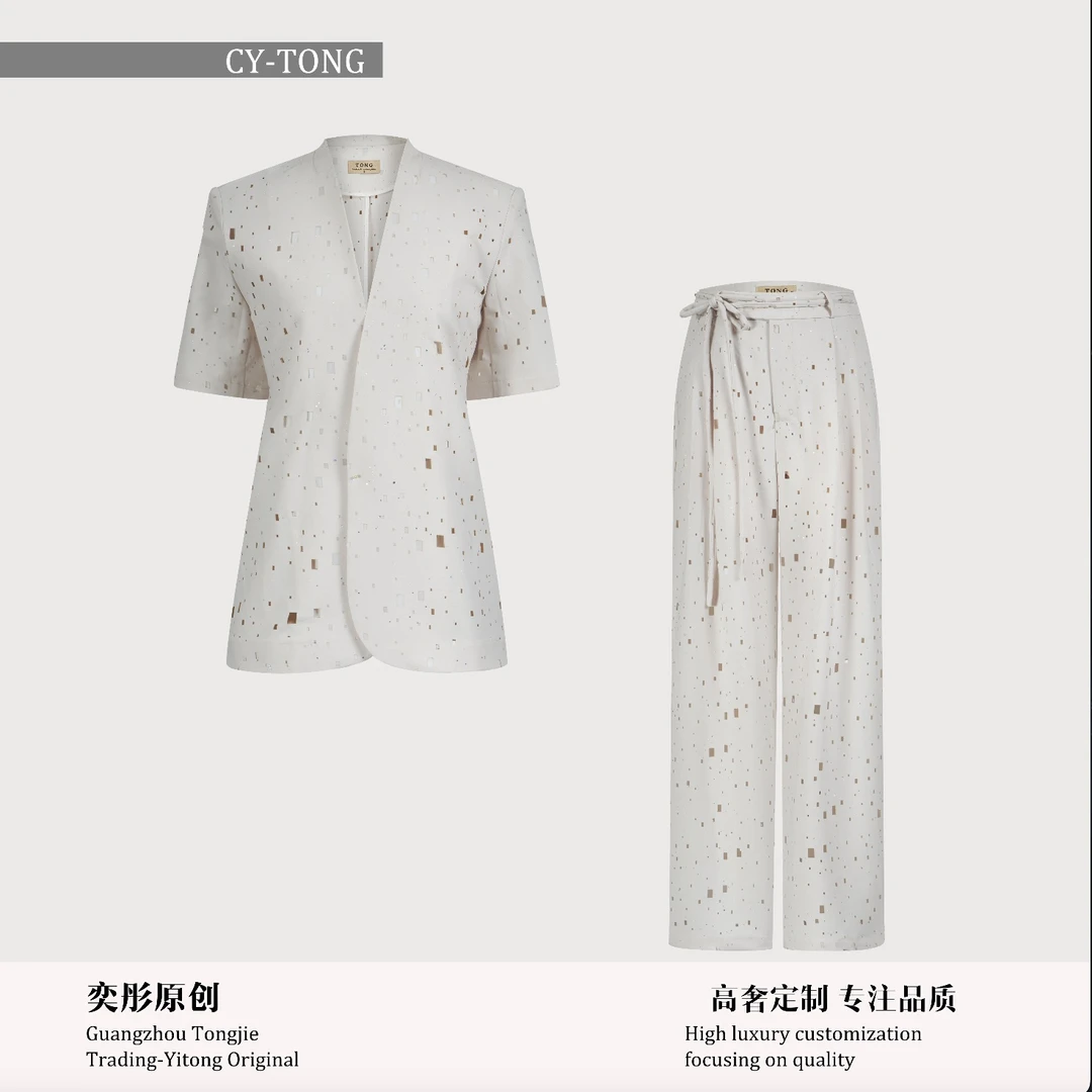 【彤姐原创】夏季气质轻奢简约时尚休闲西服外套裤子套装S24D039