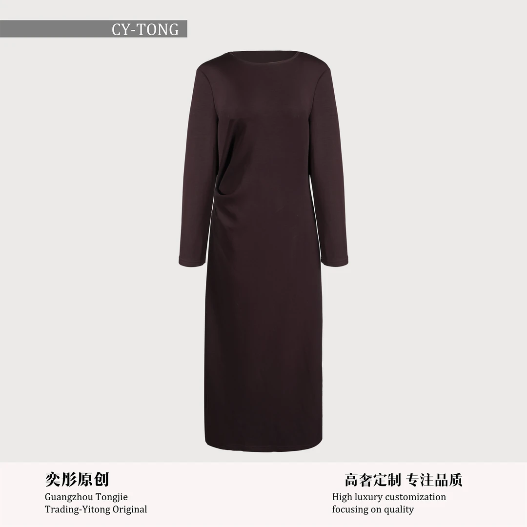 【彤姐原创】轻奢收腰时尚女款气质安可拉红连衣裙W24C013