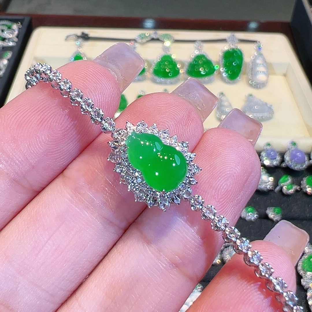 翡翠手链18K金镶嵌翡翠