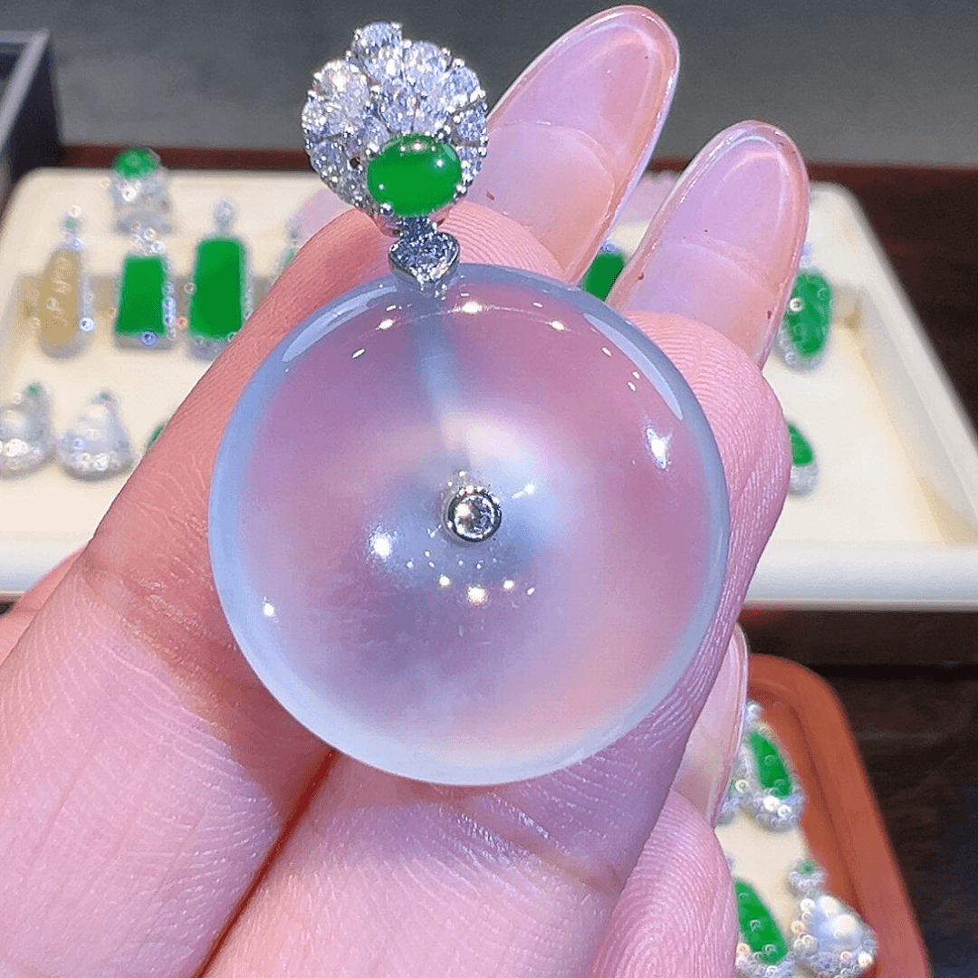 翡翠吊坠(不含链)18K金镶嵌翡翠