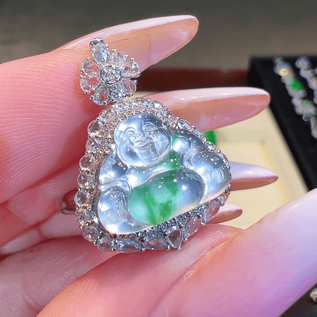 翡翠戒指18K金镶嵌两用款