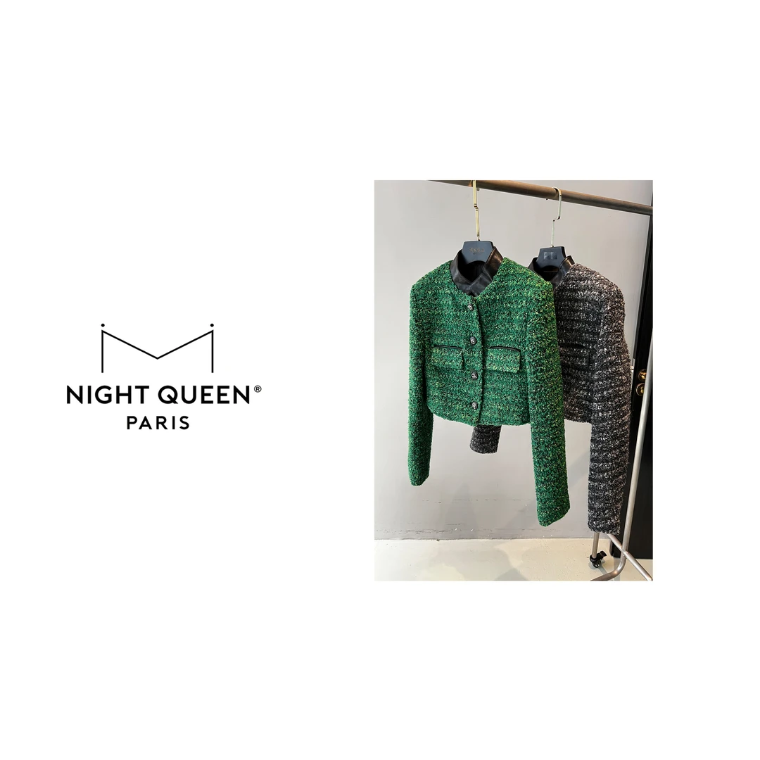 【XJ618】2023秋冬原厂限量拼皮粗花呢时尚短外套