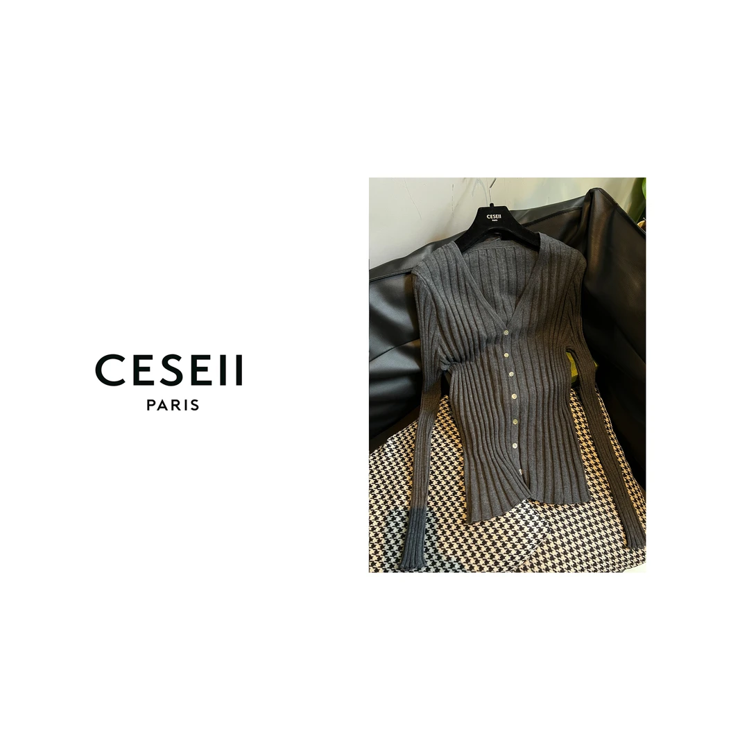 【XJ1179】CESEII秋季新款时尚高弹亲肤百搭减龄休闲针织外套