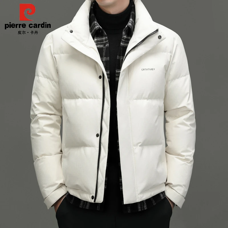 皮尔卡丹假两件加厚羽绒服男士冬季轻熟风立领外套高级感面包服潮