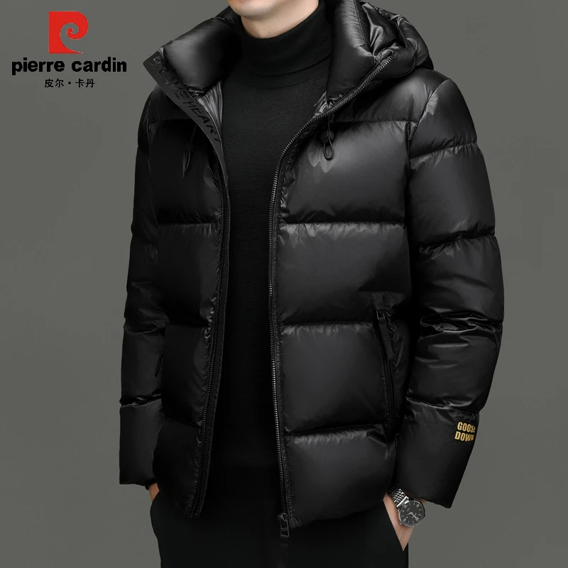 皮尔卡丹黑金白鸭绒羽绒服男士短款新款冬季加厚款极寒服外套