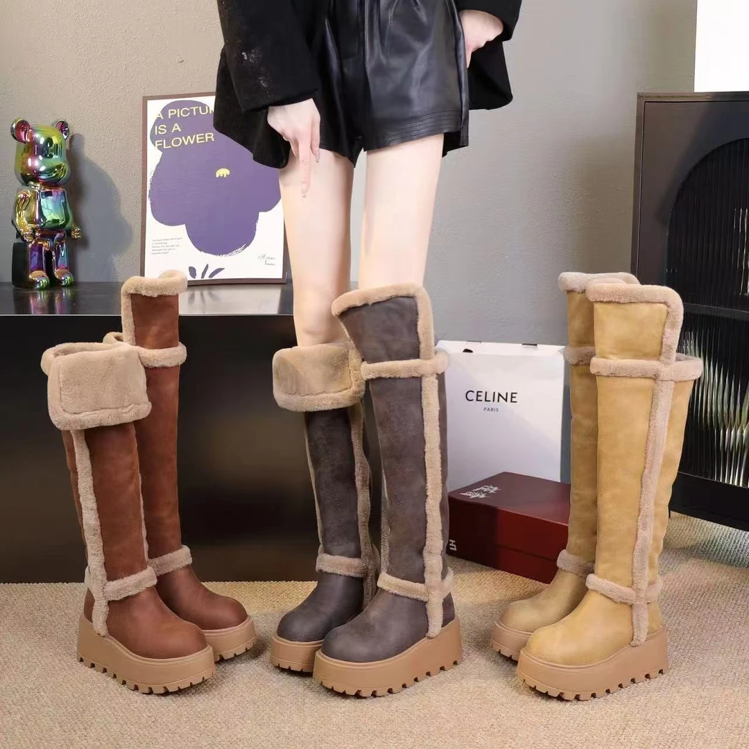 小众保暖雪地靴女2025年冬季上新加绒加厚过膝长靴女88672
