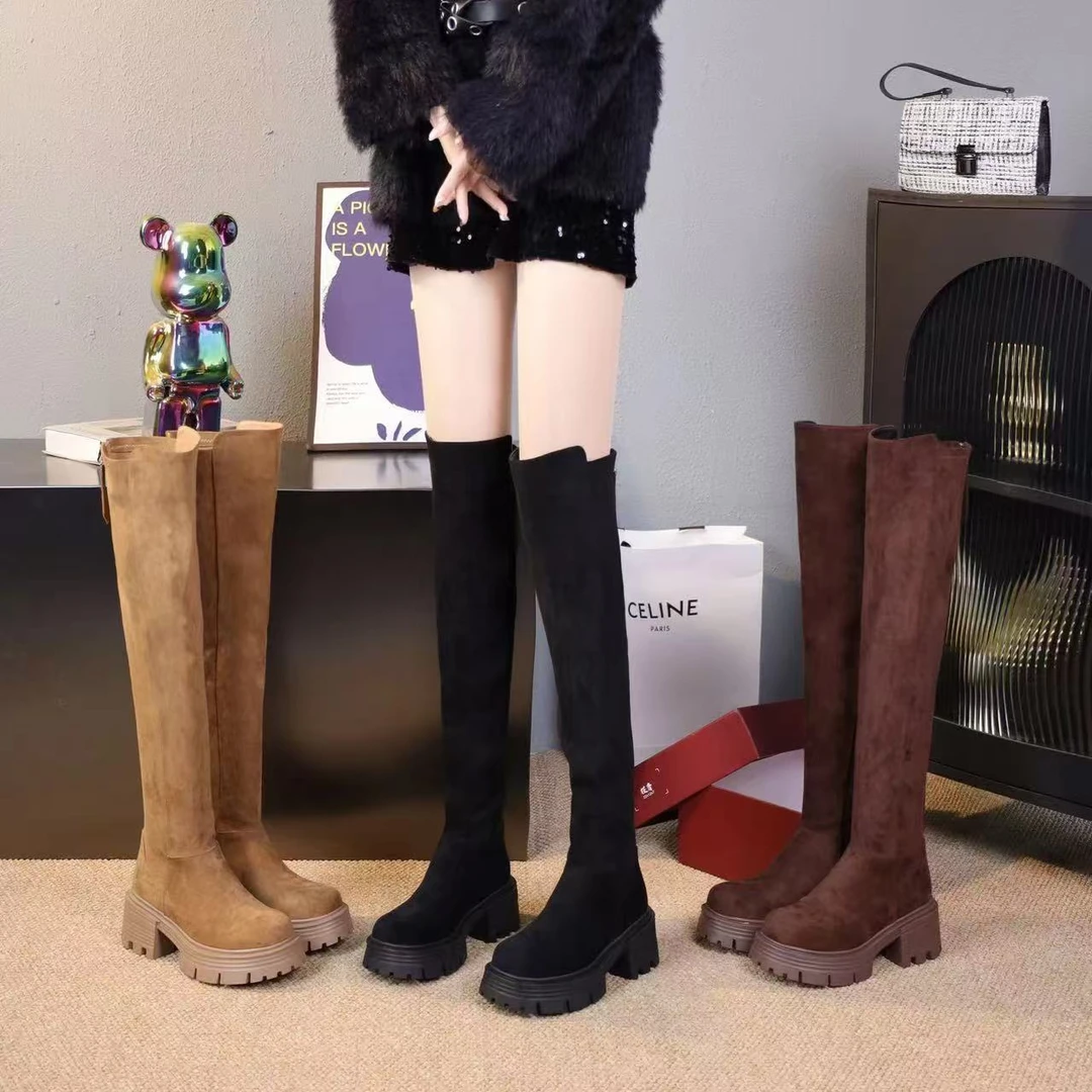 【云熹家】2024冬季加绒显瘦过膝厚底高筒加绒骑士靴女88668