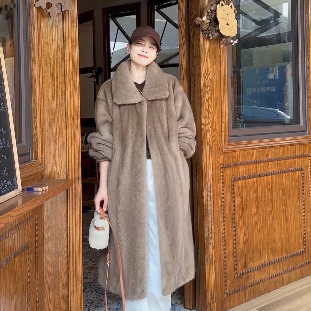【YINGMOMO】影哥「阿勒泰」进口帕斯条原色水貂外套保暖带领皮草外套