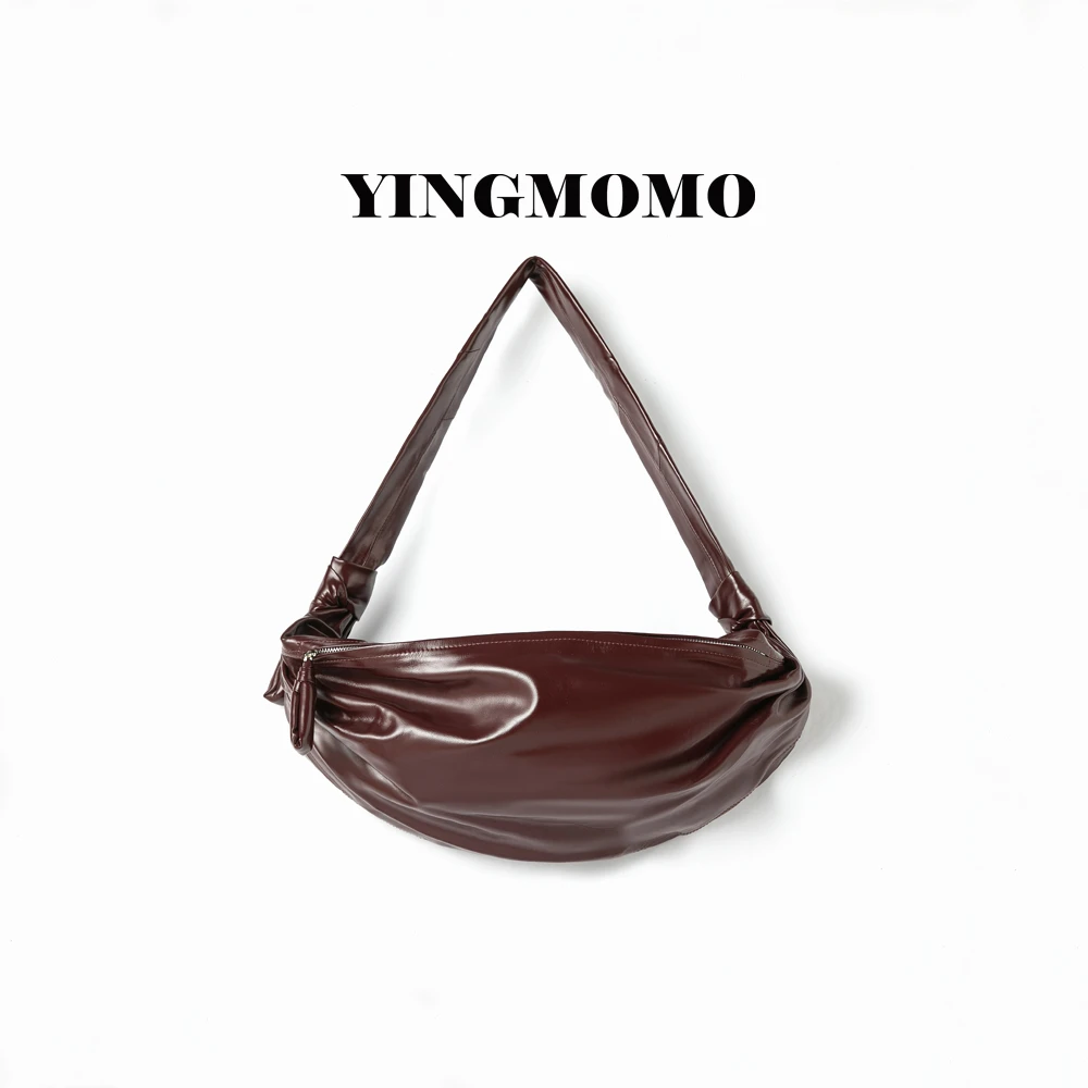 【YINGMOMO】影哥「可颂牛角包」24极简主义纸牛皮斜挎单肩包头层牛皮