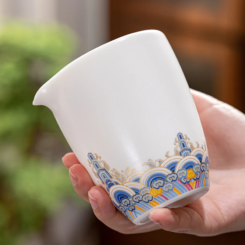 稠光釉公道杯茶滤一体分茶器公杯陶瓷茶具茶漏杯套装公平加厚骨瓷