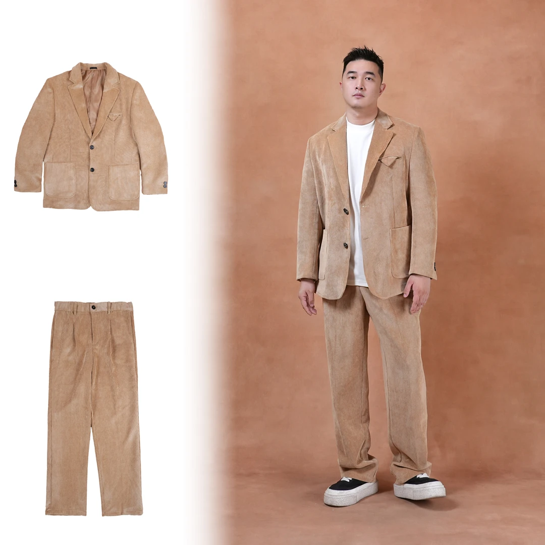 马丁叔叔  秋冬上新灯芯绒轻奢高级感外套裤子西装套装