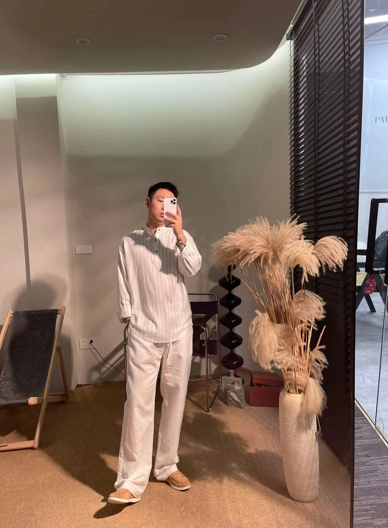 马丁叔叔 初秋新款老钱风亚麻轻奢高级感长袖衬衫