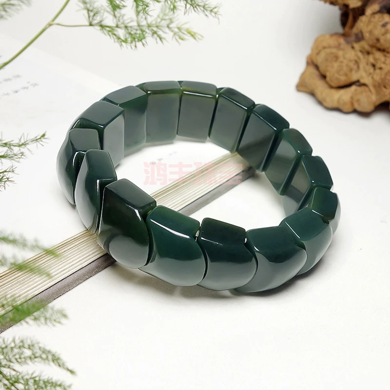 天然和田玉龙鳞玉石手牌男女款玉手串加厚加大款适合大哥霸气大气