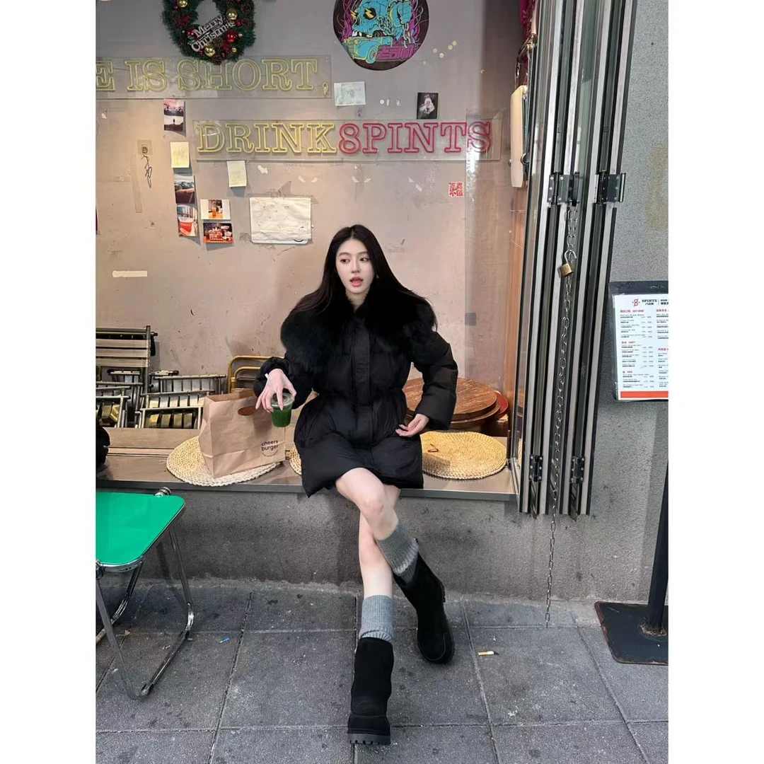 Z11《神秘黑海》 冬季新款大毛领翻领羽绒服外套保暖蓬松轻盈舒适