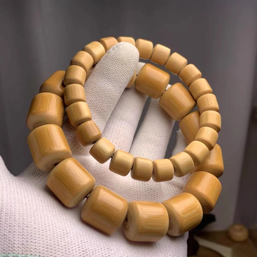 实心玉竹手串老料手工竹子打磨高抛倒角老型桶珠佛珠文玩手把件