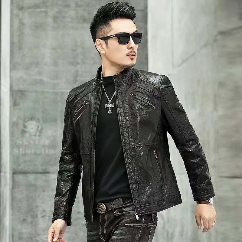 新人亏米福利 海宁皮衣夹克外套男真牛皮百搭休闲