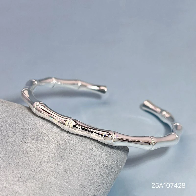 足银手镯 999.9足银节节高升镯竹节简约吉祥如意实心百搭开口手镯