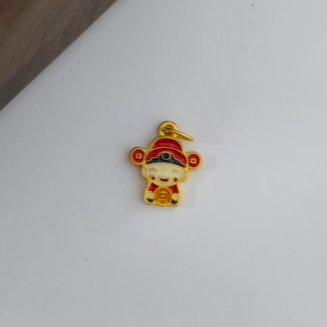 足金999微硬金手饰 财神（红）