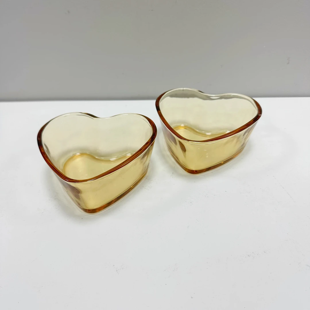 K牌 餐具家用心形花形碗耐热玻璃甜品碗沙拉碗（四个装）