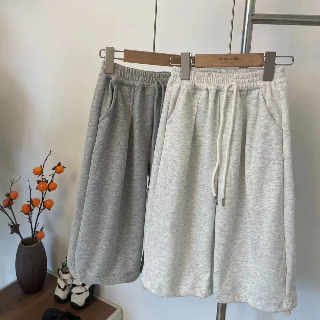 25秋冬款韩版儿童休闲卫裤子宽松百搭运动简约灰色卫裤纯色直筒