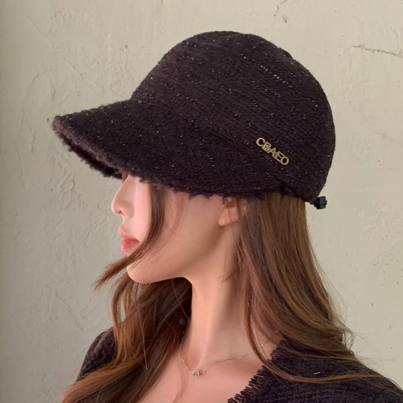赵露思同款秋冬加绒加厚时尚鸭舌渔夫帽大帽檐遮阳帽马术帽