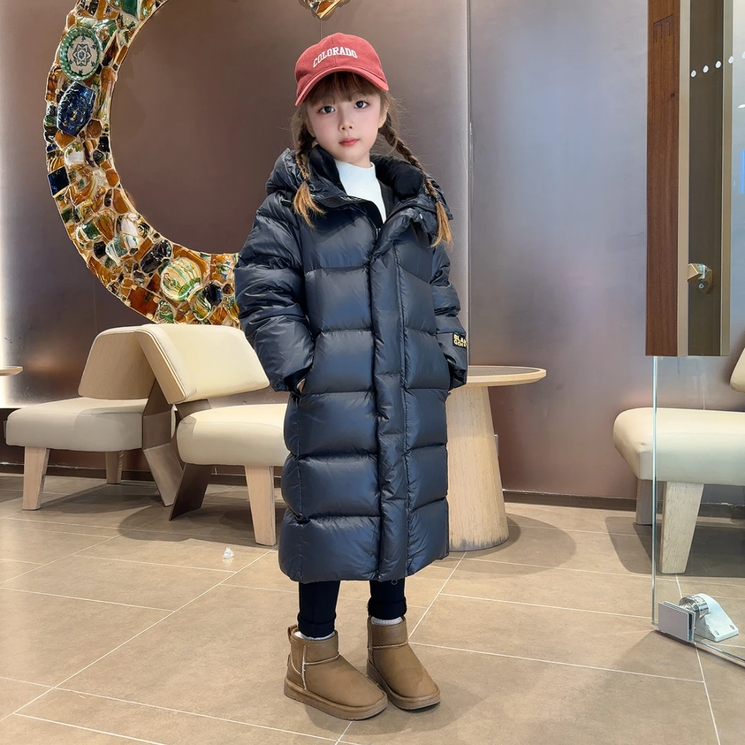 莱伊千禧儿童羽绒服外套宝宝男童女童连帽中长款冬季加厚韩版过膝