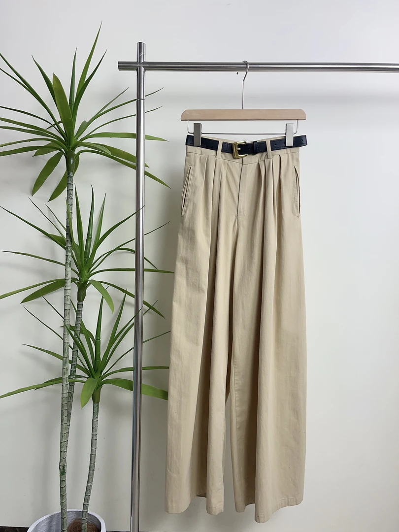 【长腿秘密】阔腿高级感复古高腰纯色休闲西装裤