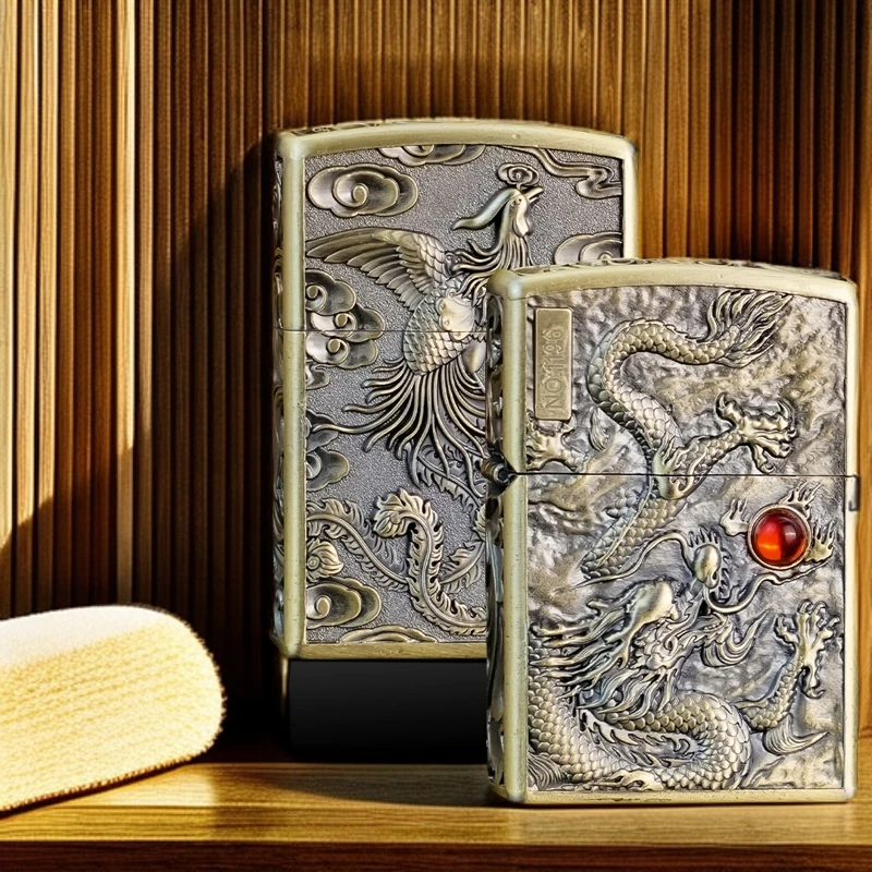 ZORRO佐罗打火机煤油防风盔甲一体青铜龙珠男士