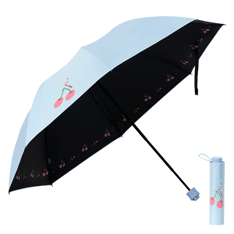 天堂伞太阳伞防晒防紫外线女雨伞小樱桃女生折叠晴雨两用伞遮阳伞