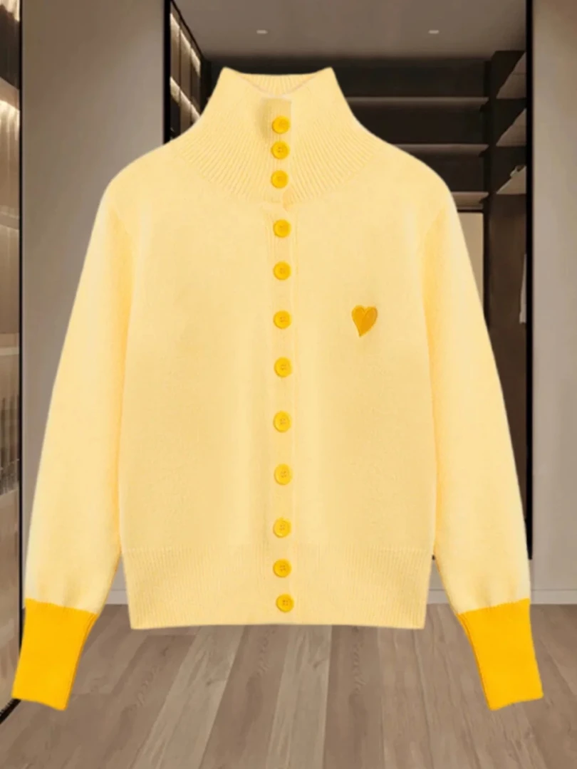 【秀宝女装】糖果色百搭爱心撞色针织毛衣XB5016