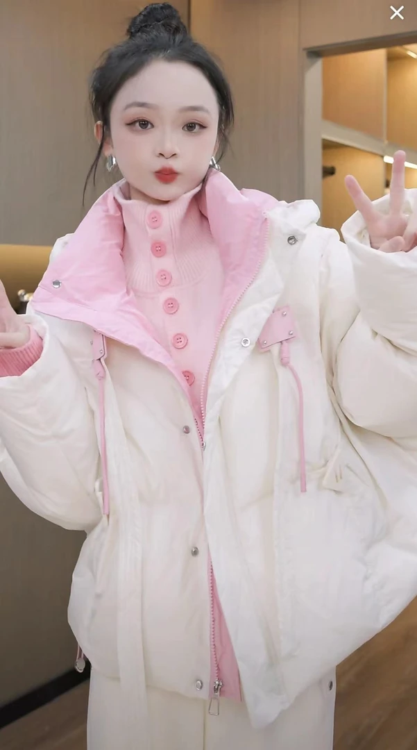 【秀宝女装】【棉服棉服棉服】设计款百搭撞色加厚棉服外套XB4980