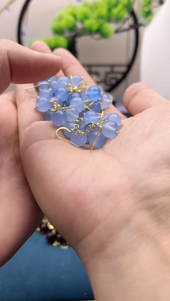 【闪购商品】海蓝宝石耳饰14K金镶嵌E35