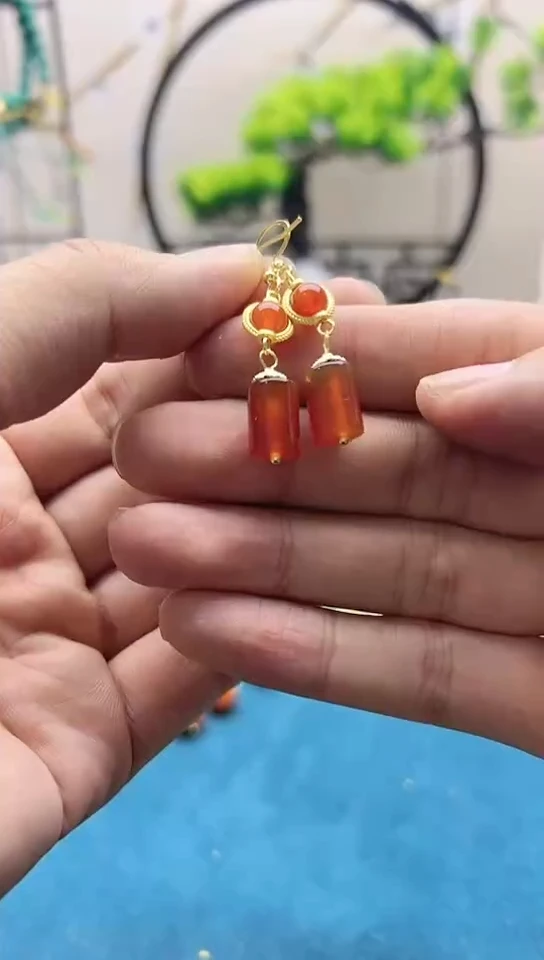 【闪购商品】南红玛瑙耳饰14K金镶嵌E148