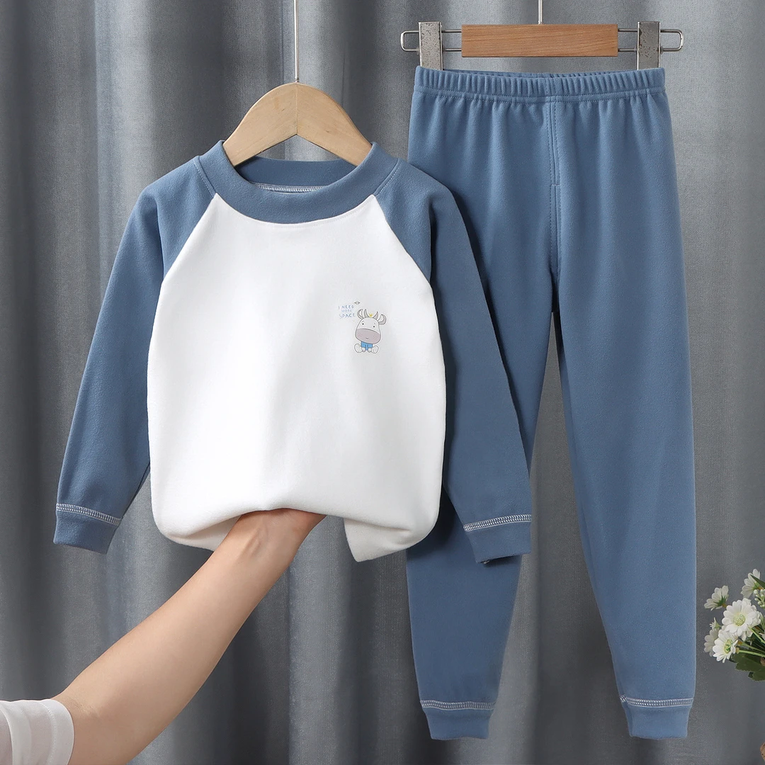 儿童德绒保暖套装中大童秋衣秋裤男童女童内衣家居服宝宝打底内衣