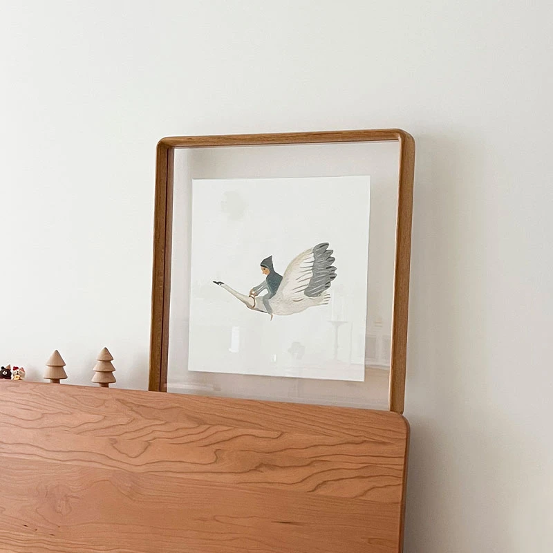 鲁大爷实木装裱画框挂墙双面透明框定制照片打印海报相框