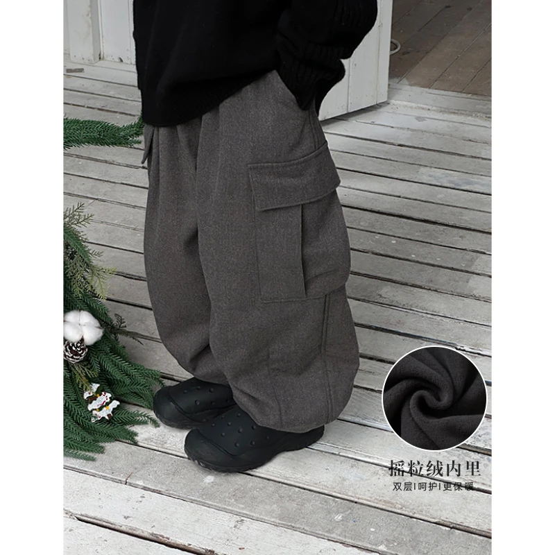 【现货】略略童装儿童秋冬款裤子男童加绒工装裤244KZ1968