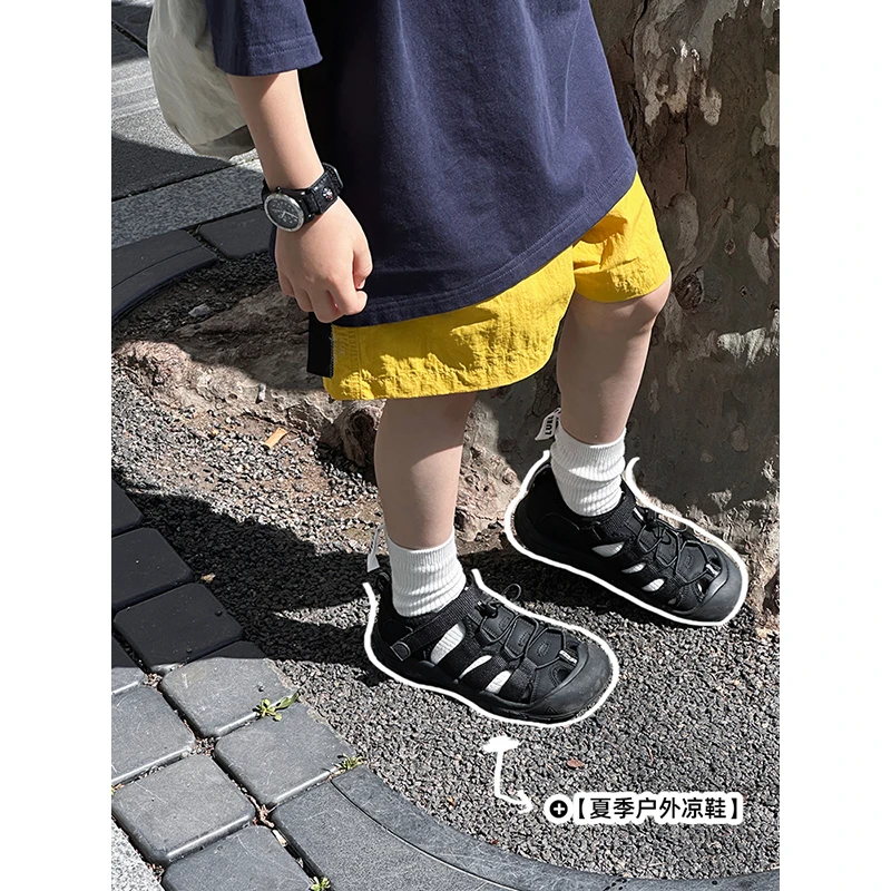 夏季涉水鞋儿童软底厚底包头复古透气户外凉鞋24PS003