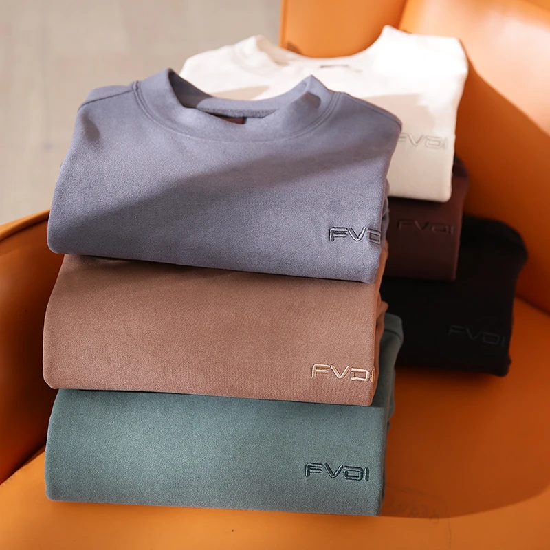 双面德绒加厚御寒保暖字母刺绣男生纯色打底衫 2269内穿