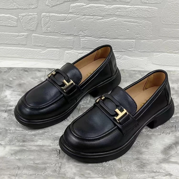 9089      新款乐福鞋时尚休闲黑色舒适圆头百搭女士软底 - -9089