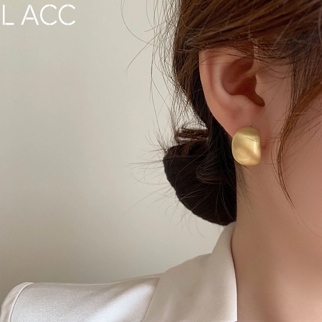 韩国东大门金属拉丝弧形耳环高级轻奢设计感耳钉337