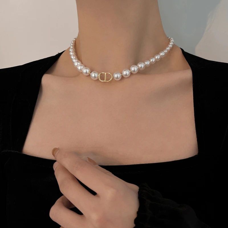 韩国cd珠珠项链轻奢小众时尚款颈链A10