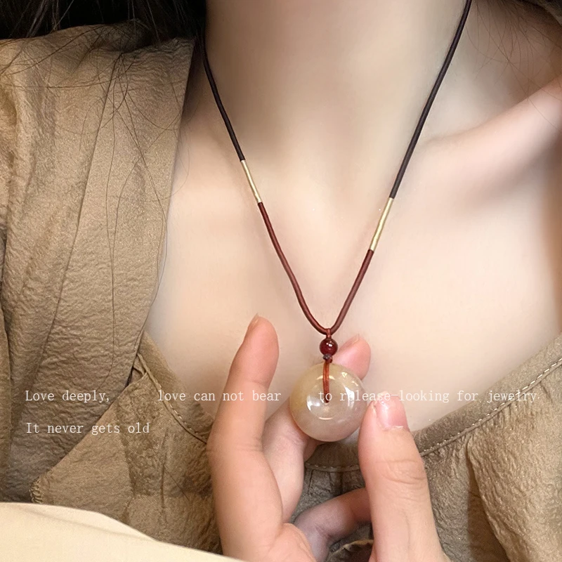 非金属布艺项链 新中式平安扣吊坠编织项链复古百搭锁骨链颈链460